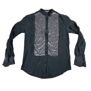 Tom Ford Black Silk Embellished Blouse Made in Italy IT 40 US 4